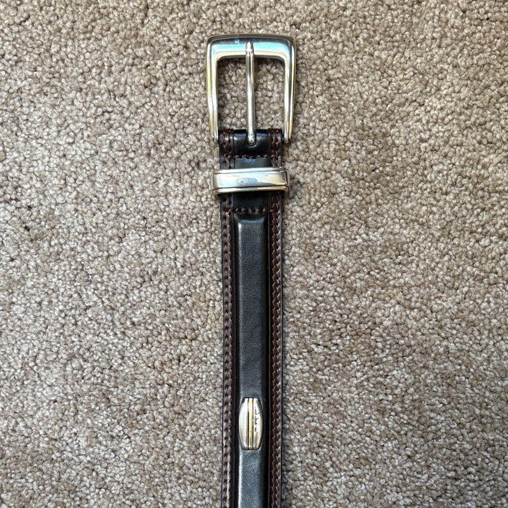 Brown Leather Belt with Silver Buckle